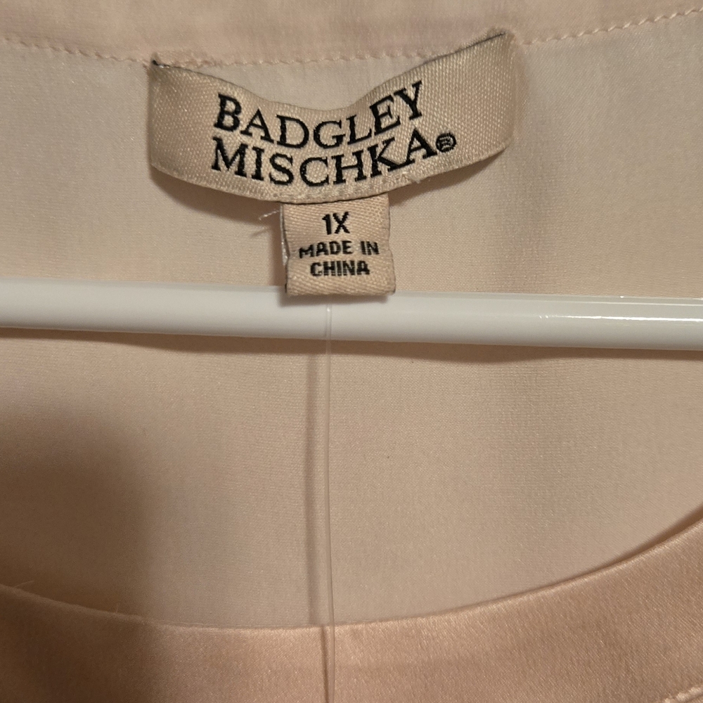 Badgley Mischka 100% Mulberry Silk Relaxed Short Sleeve Sleep Top - Picture 3 of 3